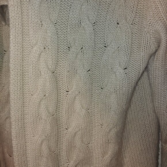 Cashmere Farms Cashmere Silk Blend Chunky Cable Knit Cardigan Sz M Cream - Picture 5 of 7